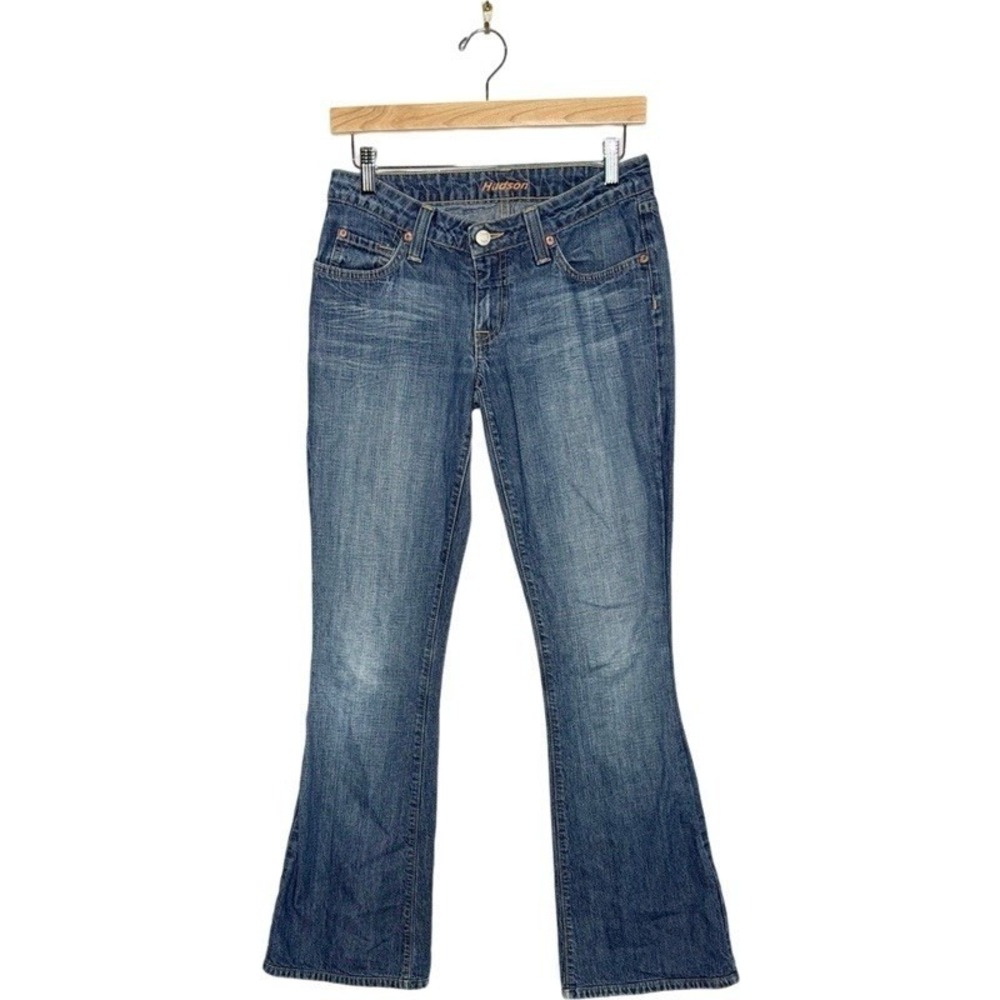 Hudson Womens Flare Jeans Blue Stretch Medium Wash Low Rise‎ Denim USA 27
